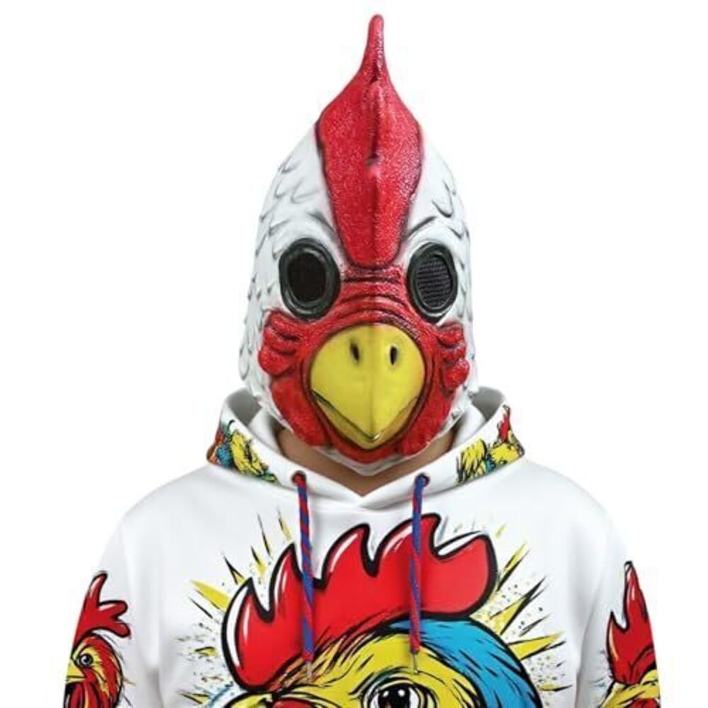 7629 Rooster Mask, Funny Latex Chicken Role Play Head Masks for Festival